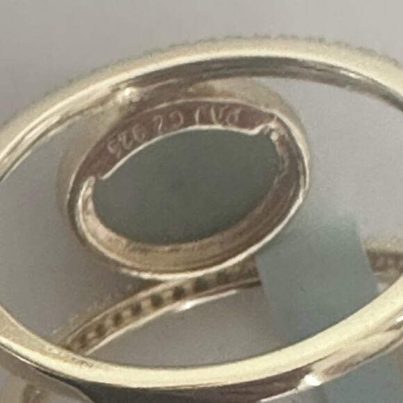 18k Gold over Sterling silver Genuine Jade & Cubic Zirconia Sz 7 ring stunning - Picture 8 of 12